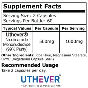 Alternative view of Black Mamba NMN – 60 Capsules (500mg Uthever® NMN Per Cap)
